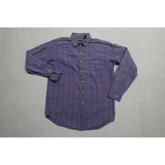 Vintage Patagonia Button Front Shirt Mens Medium Purple Plaid Hiking Outdoors - Picture 5 of 11